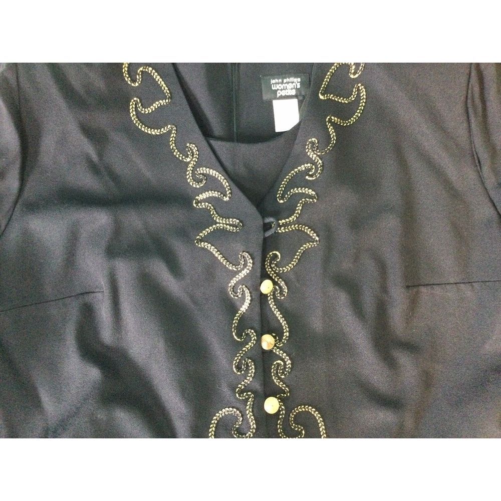 John Phillips Womens Petites Jacketed Dress 24WP Black Embroidered 23937